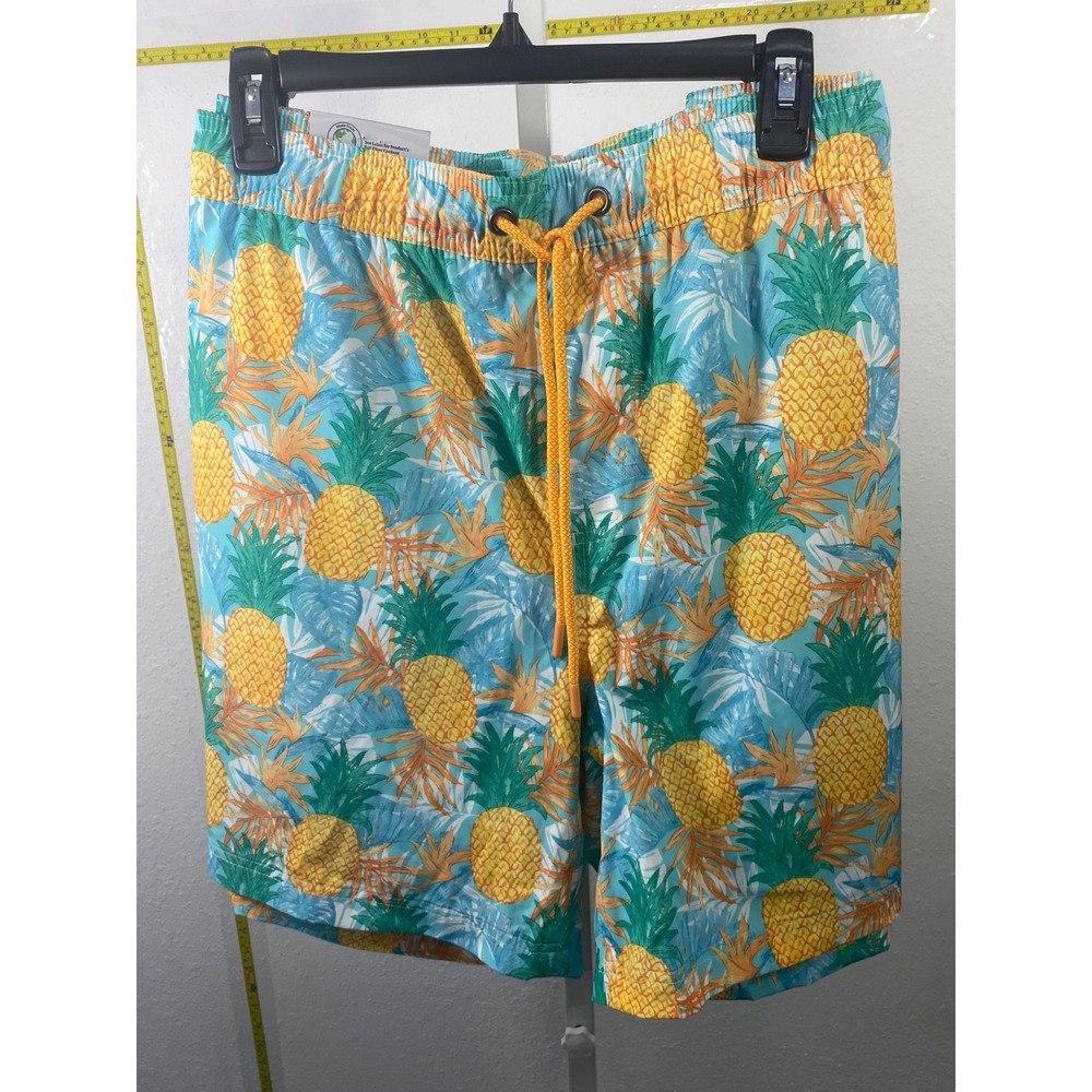 Members Mark Men Resort Swim Trunks XXL Pineapple Tropical Blue Board Shorts NWT